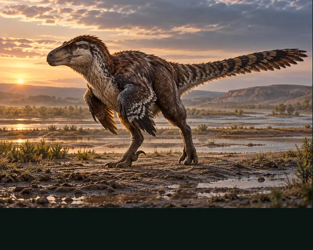 Achillobator in a prehistoric landscape — AI-generated artistic interpretation