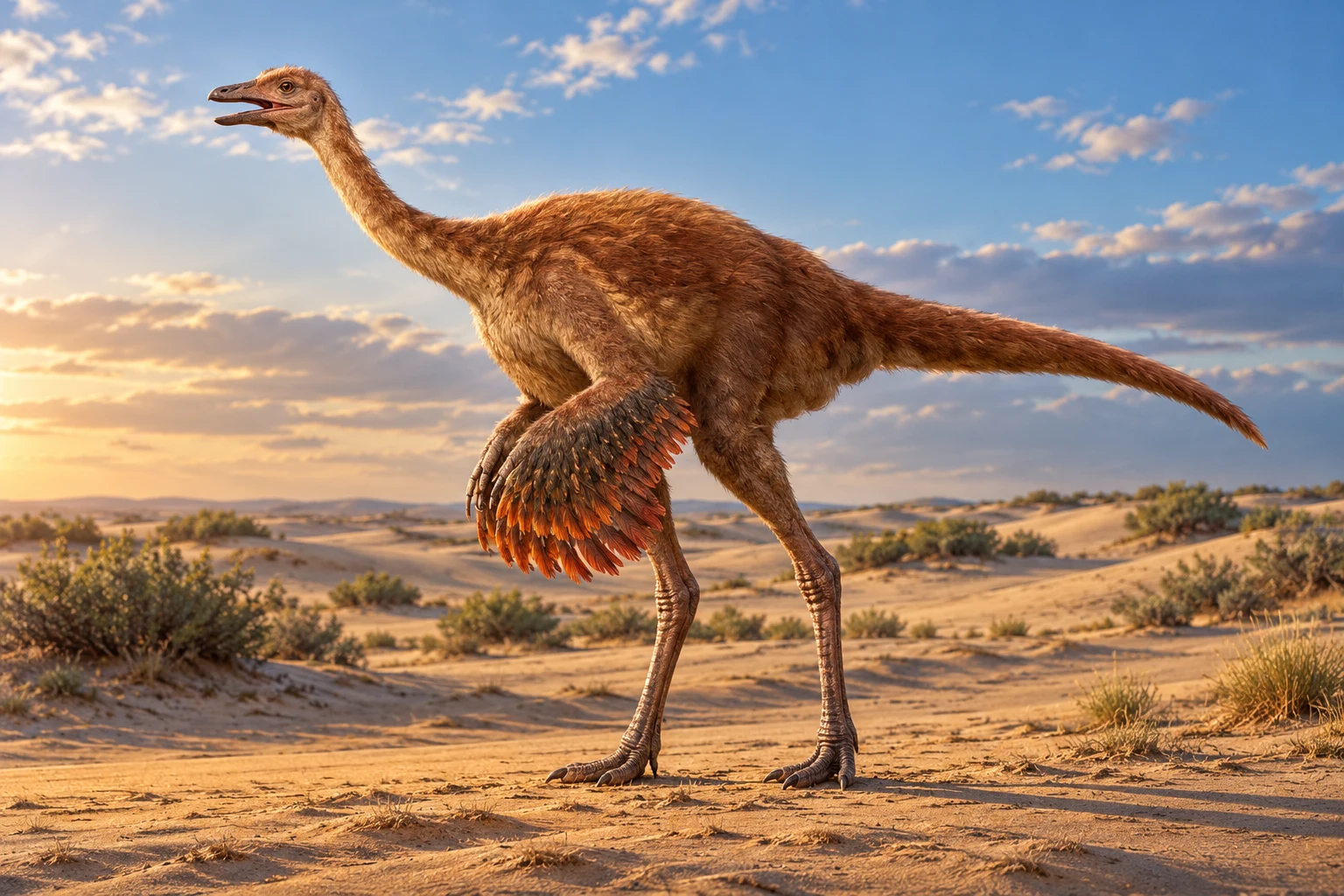 Aepyornithomimus — AI artistic reconstruction following the credited complete-body reference