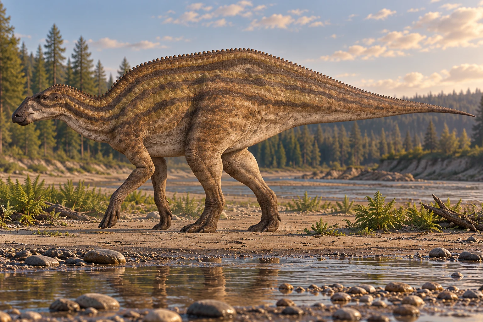 Ahshislesaurus — AI artistic reconstruction following the credited complete-body reference