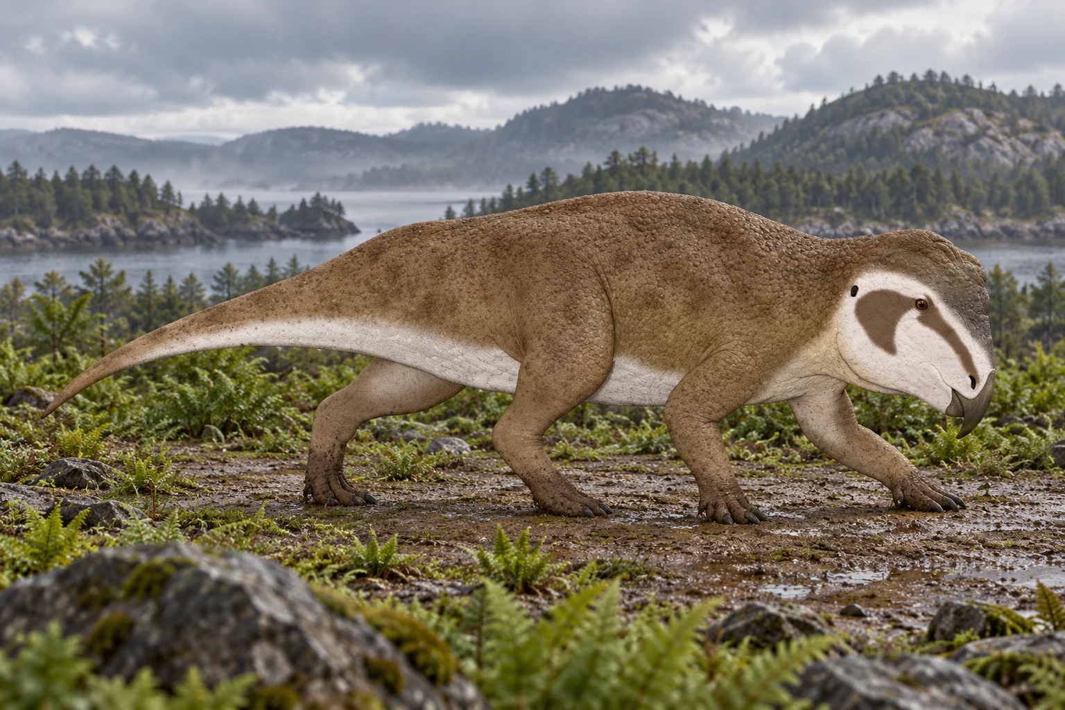 Ajkaceratops — AI artistic reconstruction following the credited complete-body reference