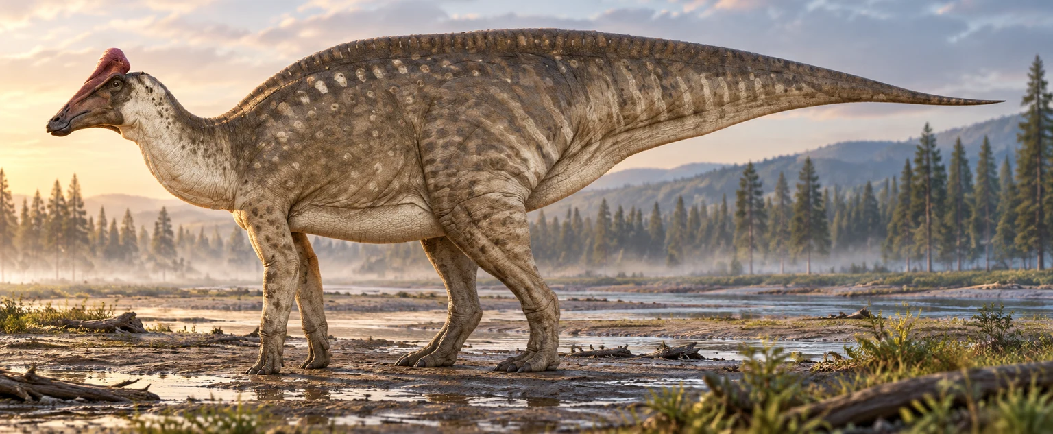 Amurosaurus — AI artistic reconstruction following the credited complete-body reference