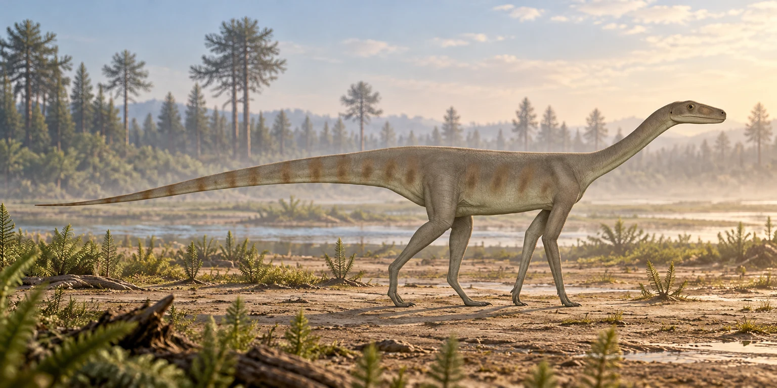 Asilisaurus — AI artistic reconstruction following the credited complete-body reference