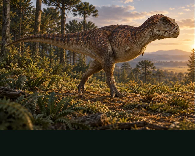 Aucasaurus in a prehistoric landscape — AI-generated artistic interpretation