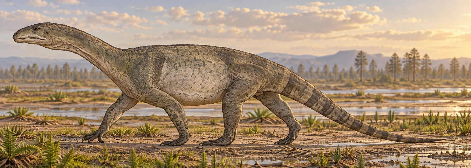 Azendohsaurus — AI artistic reconstruction following the credited complete-body reference