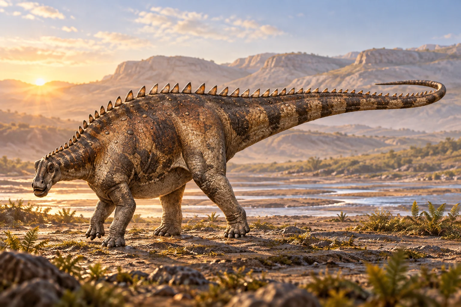 Brachytrachelopan — AI artistic reconstruction following the credited complete-body reference