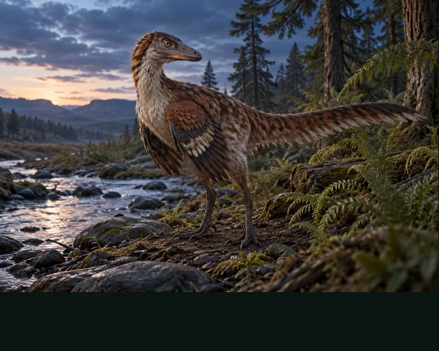 Byronosaurus in a prehistoric landscape — AI-generated artistic interpretation