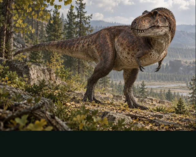 Daspletosaurus in a prehistoric landscape — AI-generated artistic interpretation