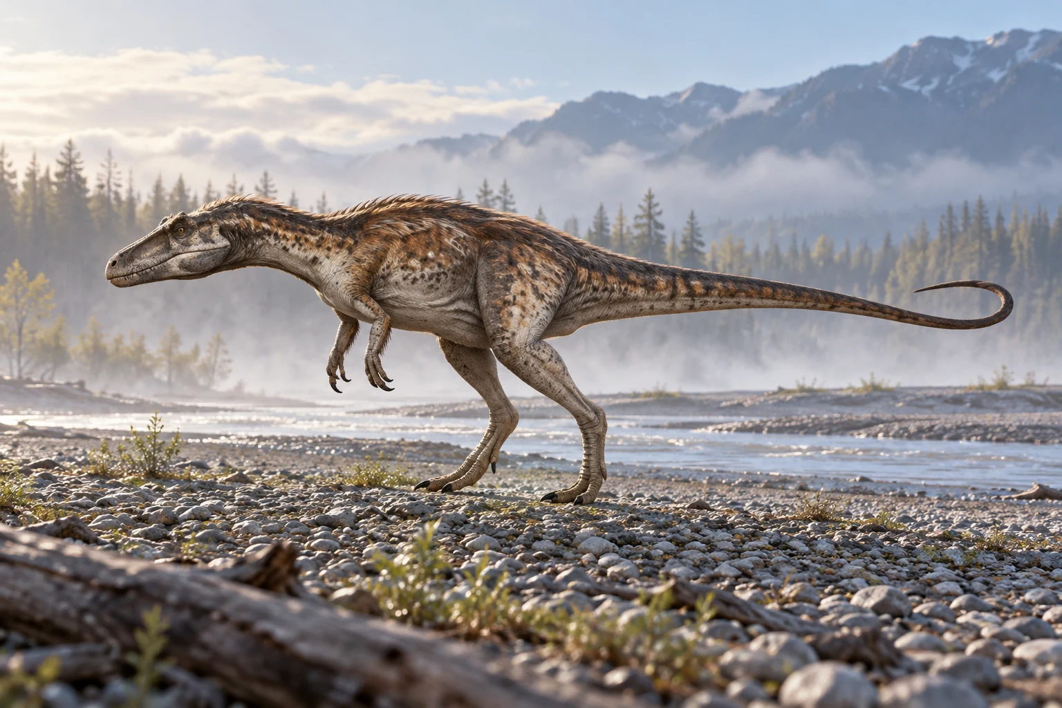 Deltadromeus — AI artistic reconstruction following the credited complete-body reference