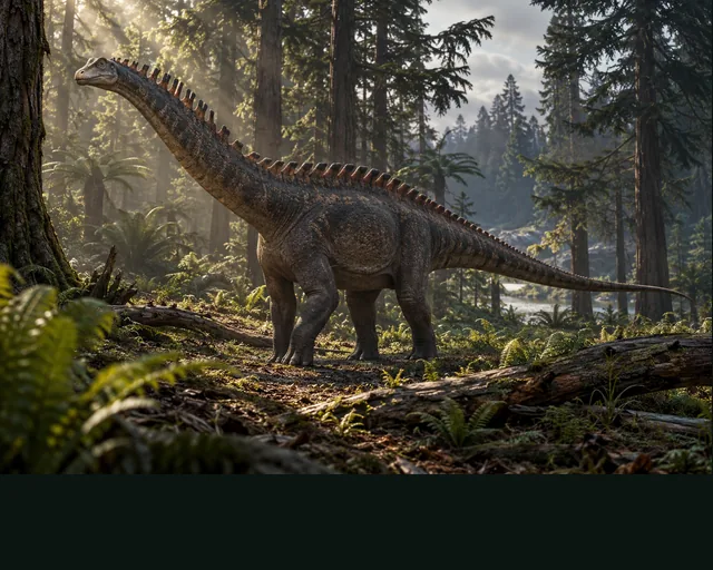 Dicraeosaurus in a prehistoric landscape — AI-generated artistic interpretation