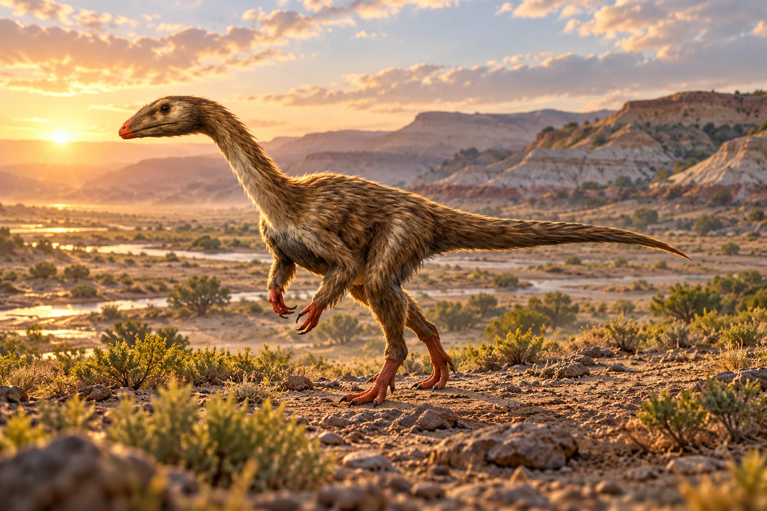 Dracoraptor — AI artistic reconstruction following the credited complete-body reference