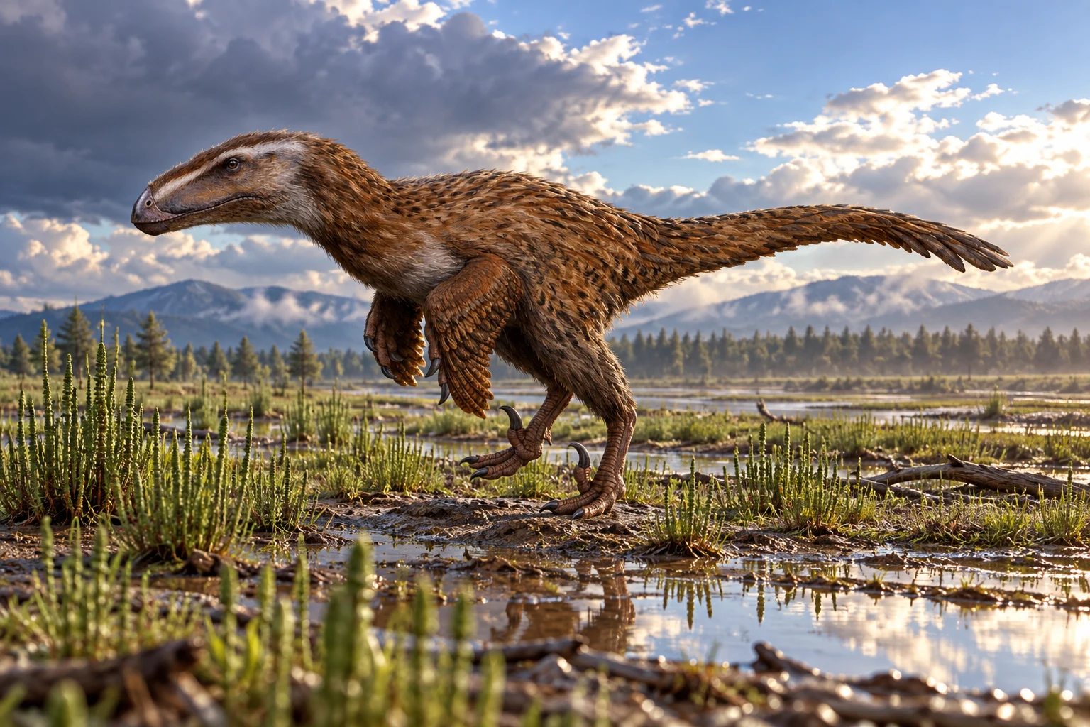Dromaeosauroides — AI artistic reconstruction following the credited complete-body reference