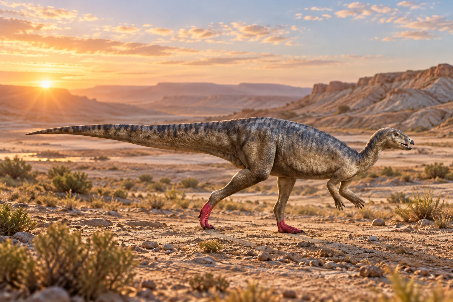 Elrhazosaurus — AI artistic reconstruction following the credited complete-body reference