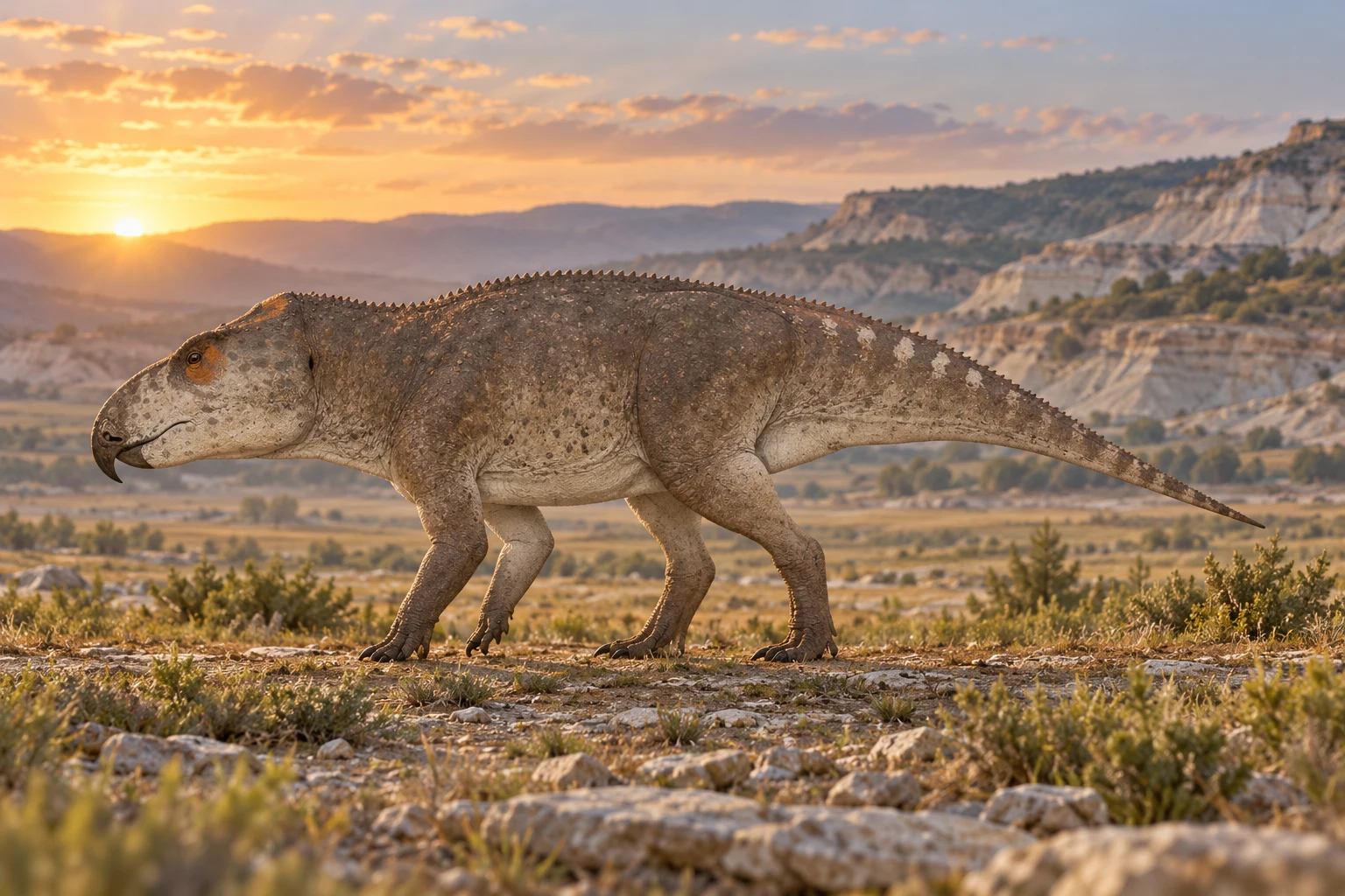 Ferenceratops — AI artistic reconstruction following the credited complete-body reference