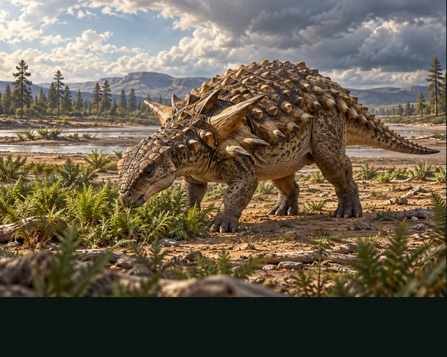 Gastonia in a prehistoric landscape — AI-generated artistic interpretation