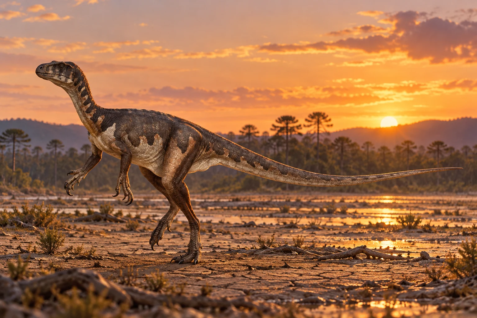 Guaibasaurus — AI artistic reconstruction following the credited complete-body reference