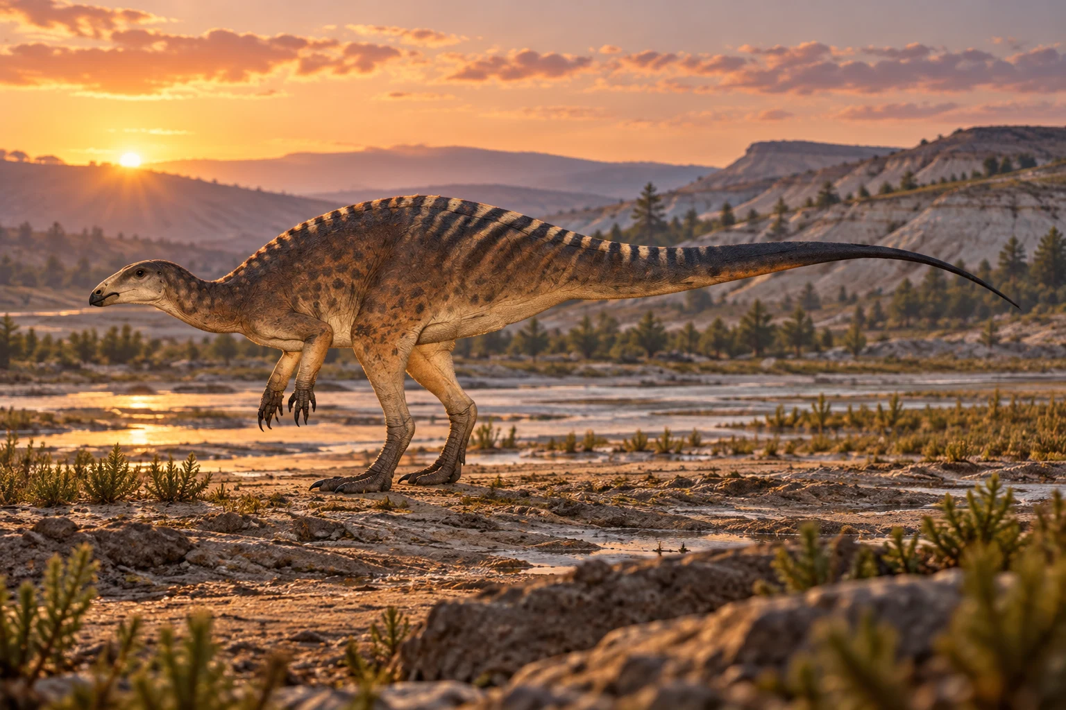 Hesperonyx — AI artistic reconstruction following the credited complete-body reference