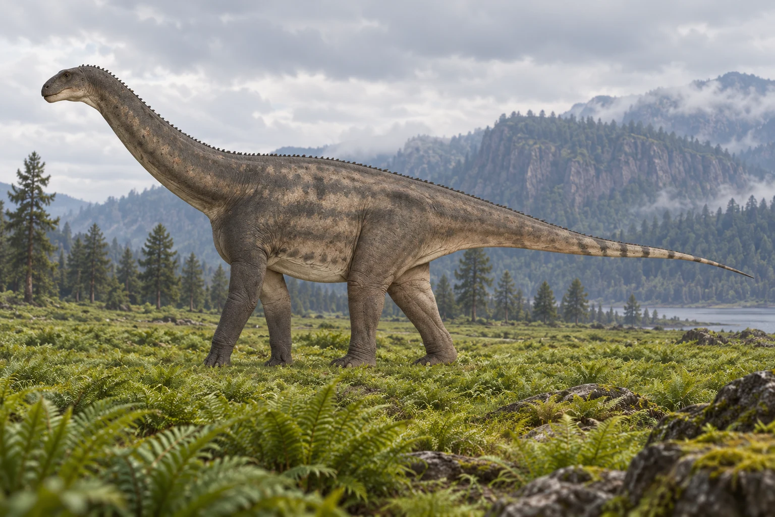 Huashanosaurus — AI artistic reconstruction following the credited complete-body reference