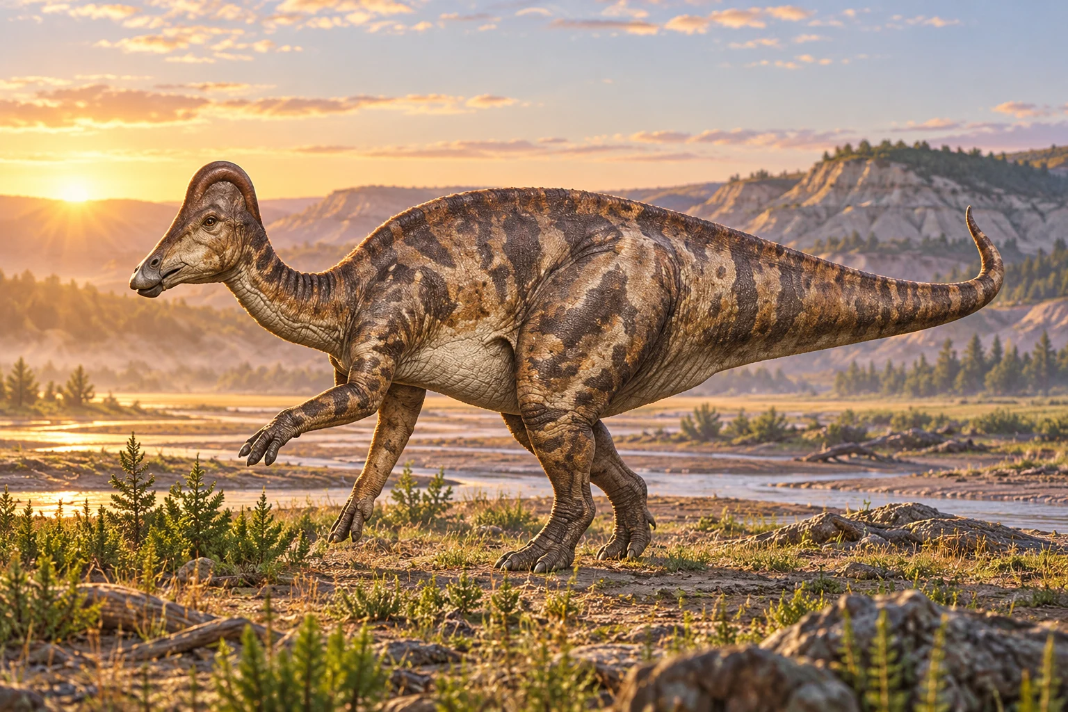 Hypacrosaurus — AI artistic reconstruction following the credited complete-body reference