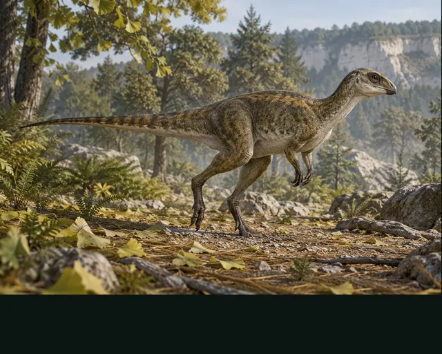 Hypsilophodon in a prehistoric landscape — AI-generated artistic interpretation