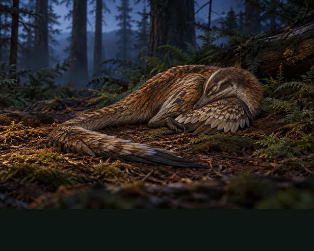 Mei in a prehistoric landscape — AI-generated artistic interpretation