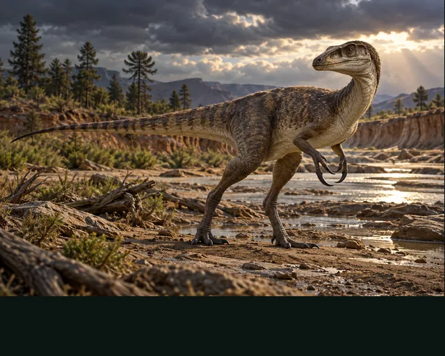 Noasaurus in a prehistoric landscape — AI-generated artistic interpretation