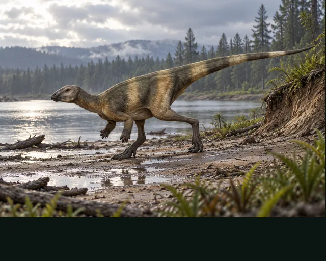 Artistic reconstruction of Oryctodromeus in a prehistoric landscape