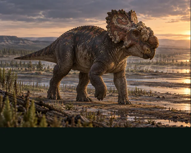 Pachyrhinosaurus in a prehistoric landscape — AI-generated artistic interpretation