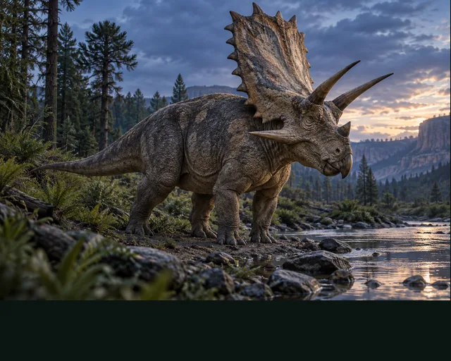 Pentaceratops in a prehistoric landscape — AI-generated artistic interpretation