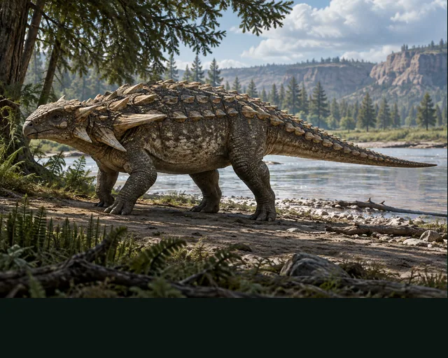 Sauropelta in a prehistoric landscape — AI-generated artistic interpretation